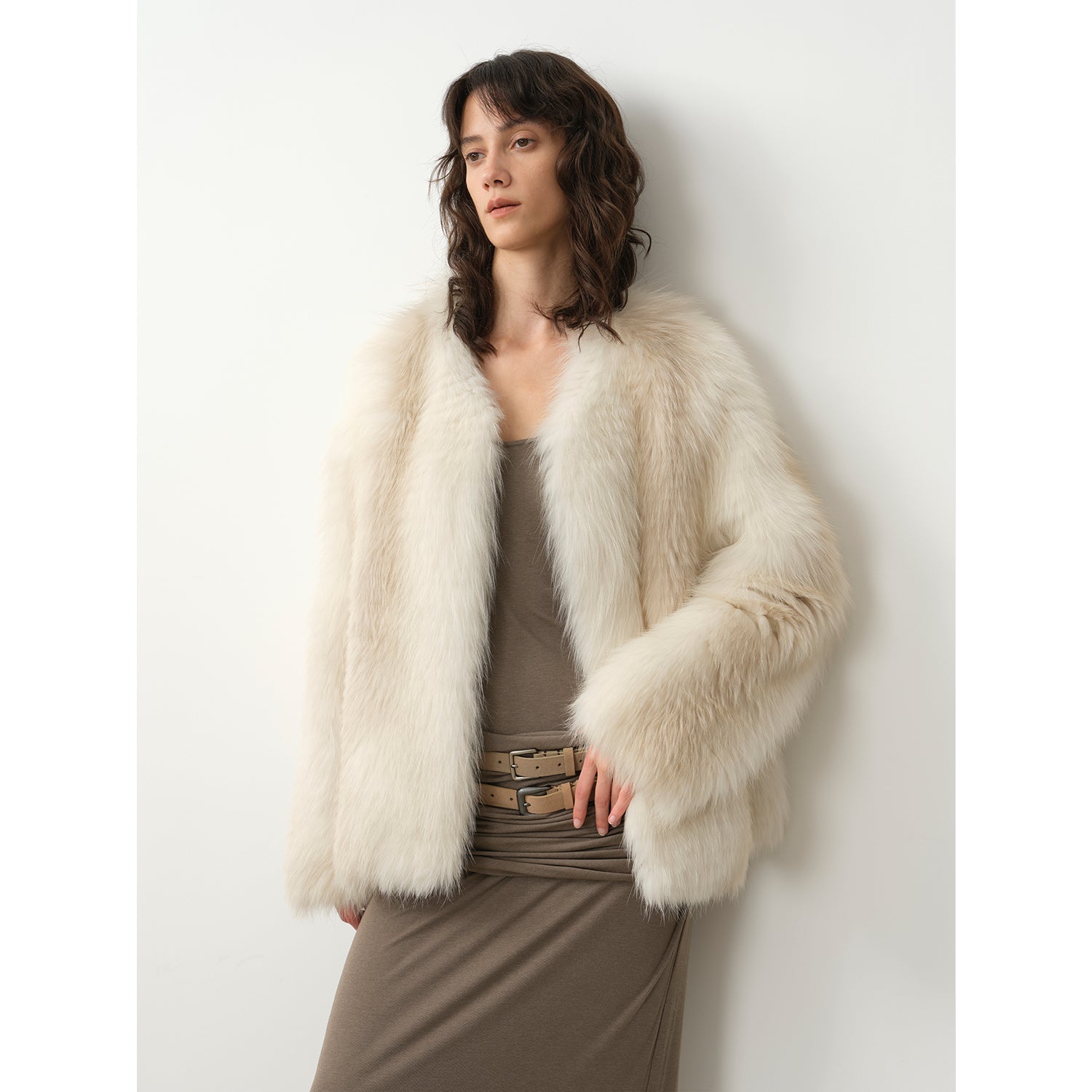 Romantic Nordic Imported colorful fox fur coat