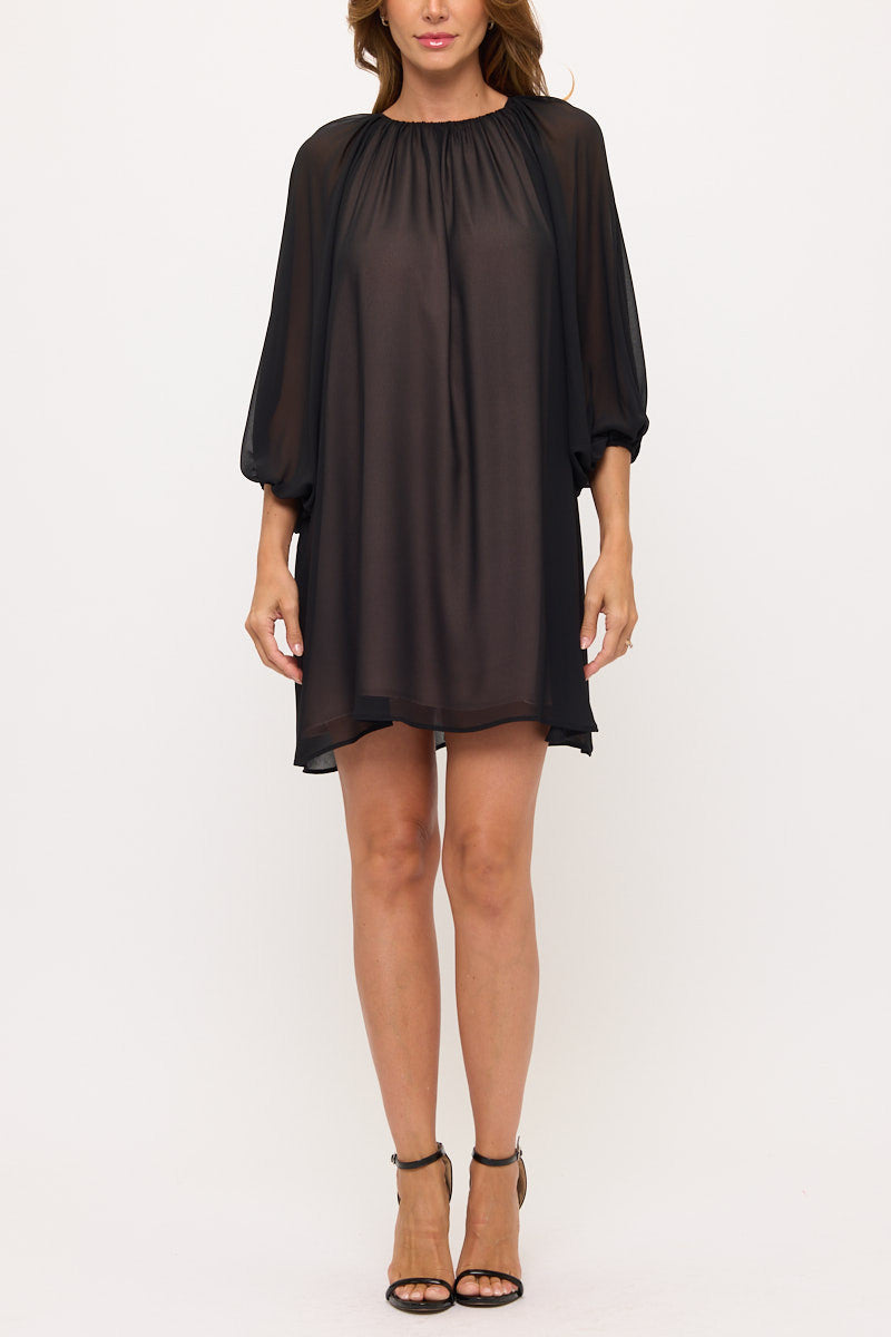 Sheer Overlay Mini Dress